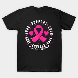 Support Love  Ribbon Breast Cancer Awareness T-Shirt